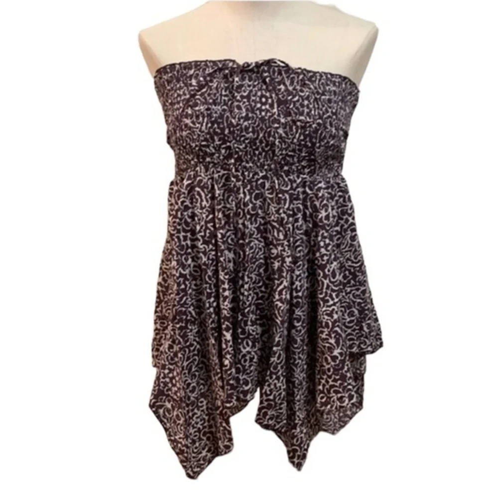 Motherhood maternity Blouse purple,white cotton tunic boho strapless top Sz Med - Picture 1 of 7